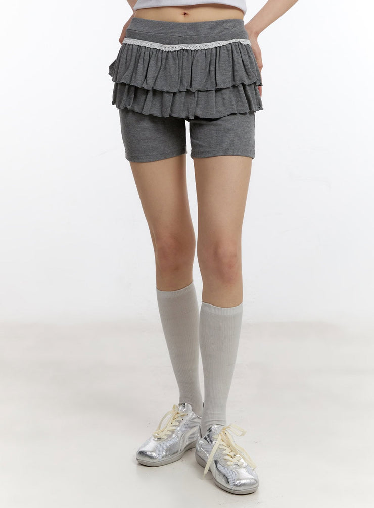 Frill Lace Layered Biker Shorts CA509