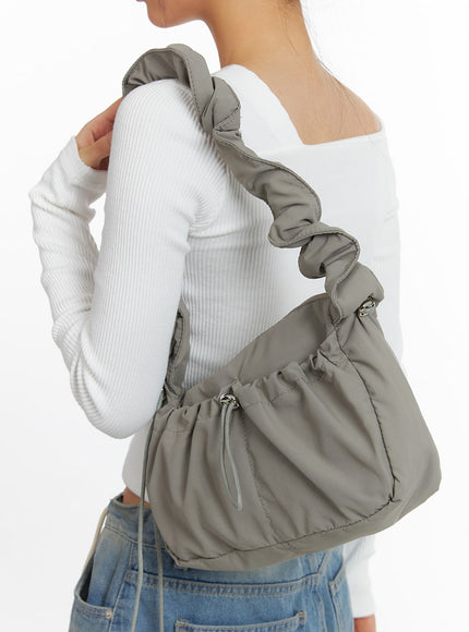 drawstring-padded-shoulder-bag-cj429 / Gray