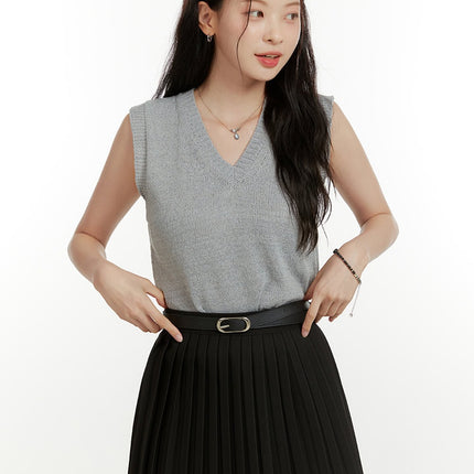 v-neck-sleeveless-knit-top-ou418 / Gray