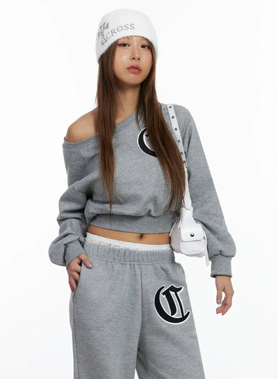 cozy-graphic-thermal-crop-sweatshirt-in528 / Gray