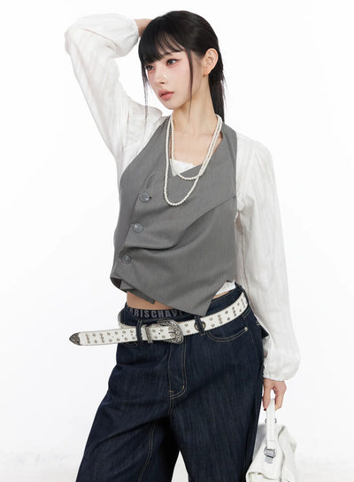 striped-halter-vest-top-cf518 / Gray