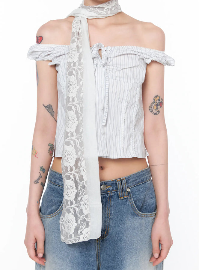 romantic-floral-pattern-scarf-cy508 / Gray
