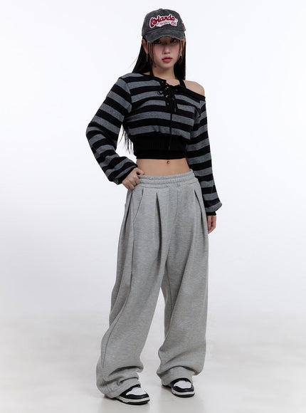 Cozy Pintuck Wide-Leg Sweatpants CJ509