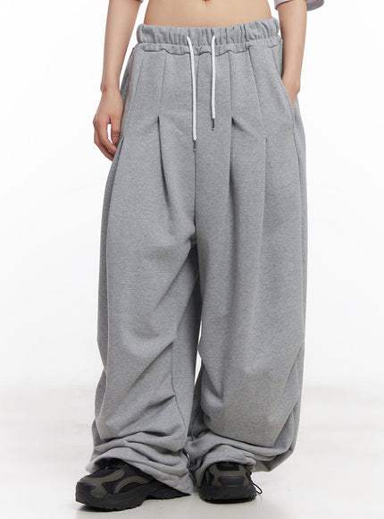 wide-fit-pintuck-sweatpants-cy512 / Gray
