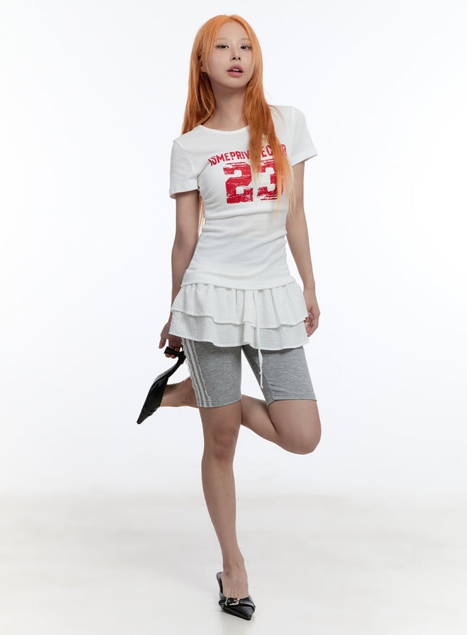 lace-striped-biker-shorts-cu502 / Gray