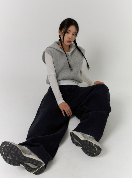 half-zip-sweater-vest-cd312 / Gray