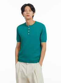 mens-solid-round-neck-t-shirt-green-iy424 / Green