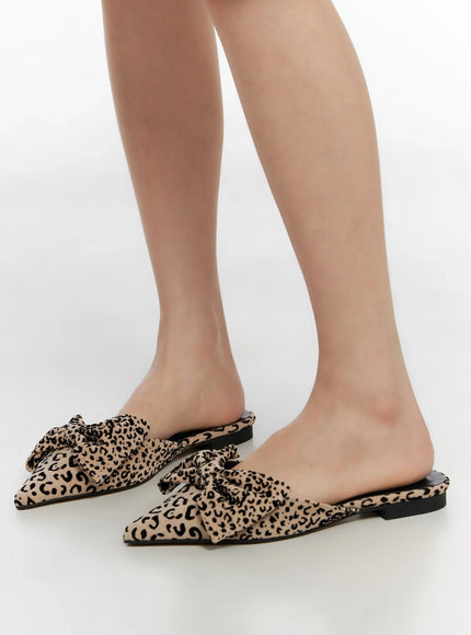 leopard-print-bow-mule-flats-in503 / Leopard