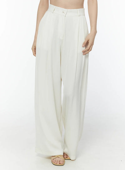 high-waist-summer-slacks-iu503 / Light beige