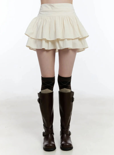 layered-ruffle-skirt-pants-id526 / Light beige