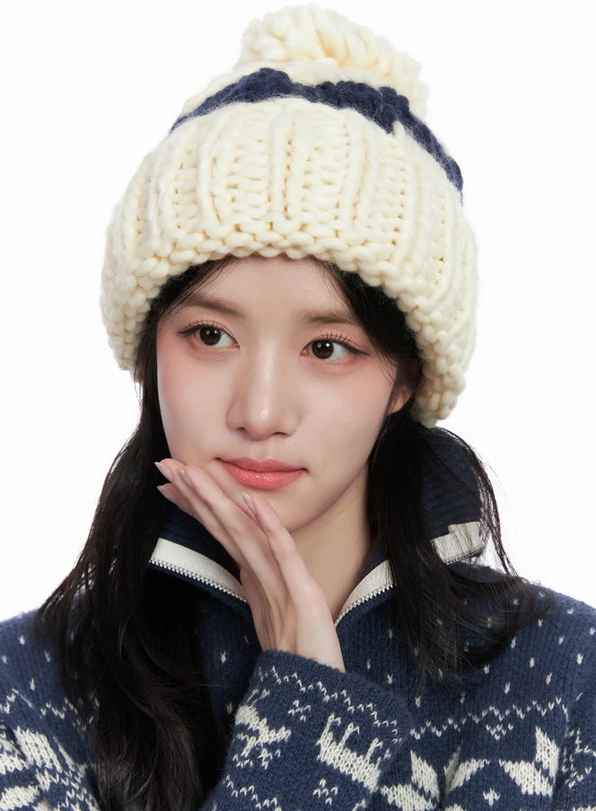 chunky-knit-beanie-co524 / Light beige
