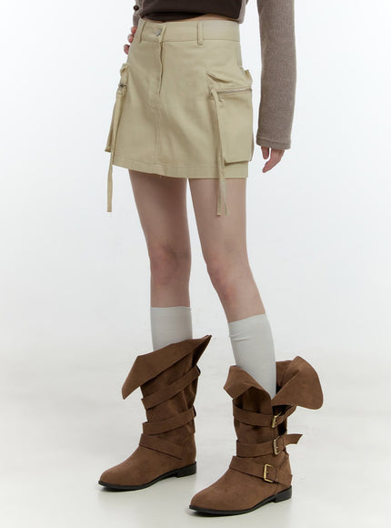 cargo-string-mini-skirt-cf506 / Light beige