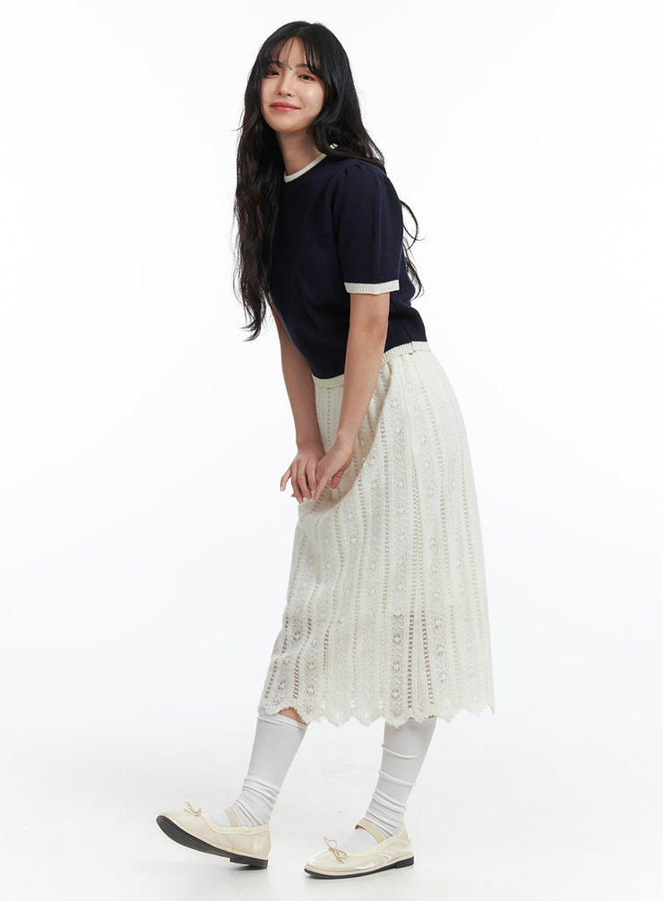 long-laced-skirt-oj425 / Light beige