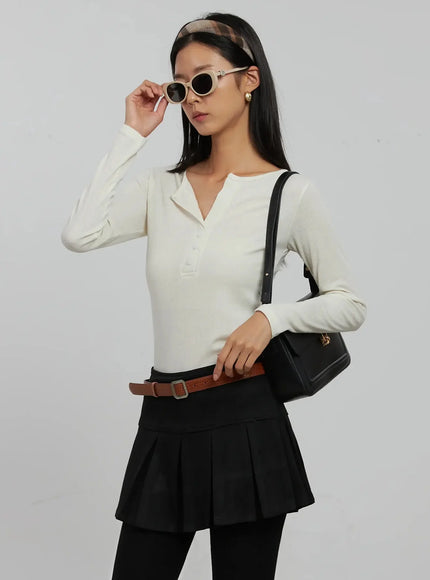 slim-fit-ribbed-top-ij509 / Light beige