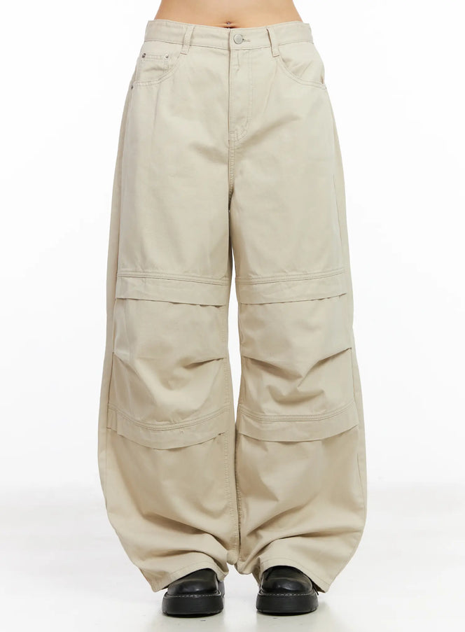 wide-leg-pin-tucked-pants-cm512 / Light beige