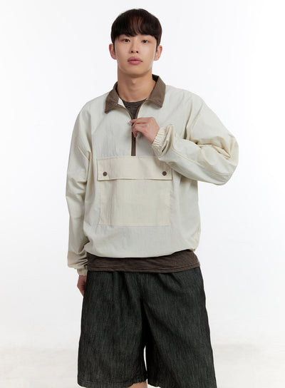 mens-two-tone-anorak-jacket-ia507 / Light beige