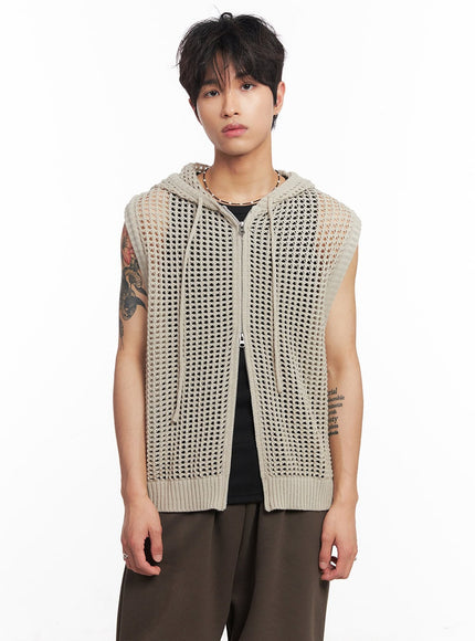 Men's Mesh Zip-Up Hooded Vest IY508