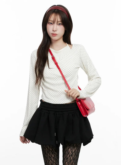 polka-dot-layered-halter-top-in525 / Light beige