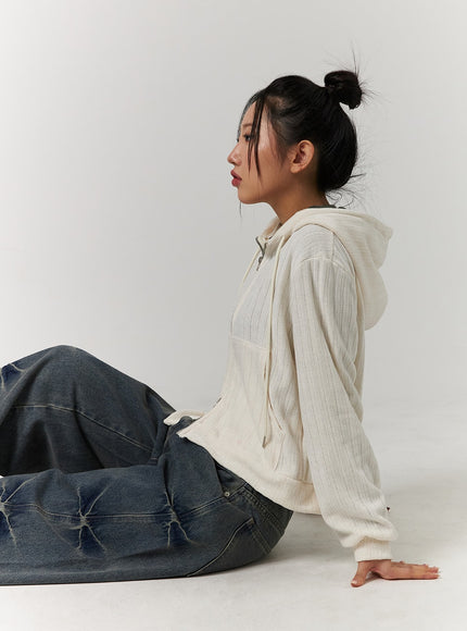 velvet-hoodie-zip-up-jacket-cd329 / Light beige