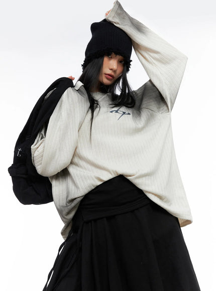 oversized-gradient-ribbed-knit-top-co517 / Light beige