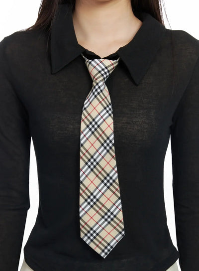 classic-checkered-tie-if505 / Light beige