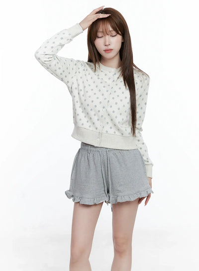 polka-dot-button-up-cardigan-cs501 / Light beige