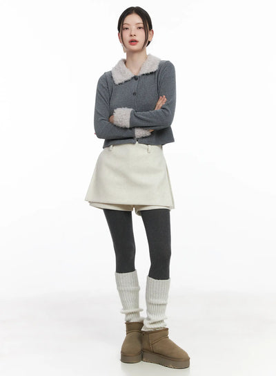 elegant-wool-mini-skort-cj506 / Light beige