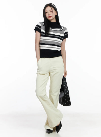 corduroy-bootcut-pants-cj520 / Light beige