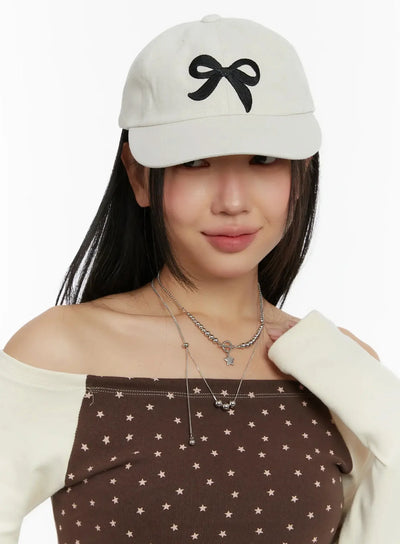 embroidered-bow-camp-cap-id526 / Light beige