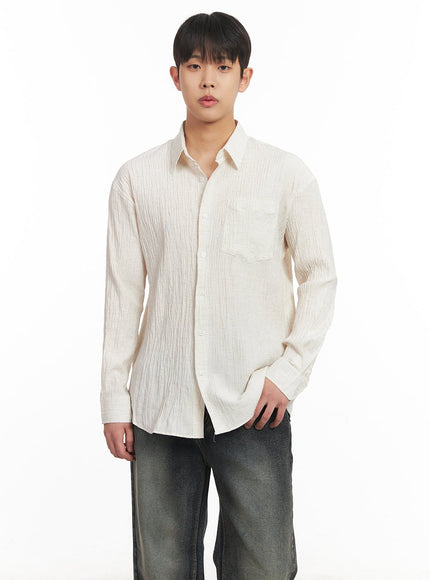 mens-wrinkle-collared-shirt-im514 / Light beige