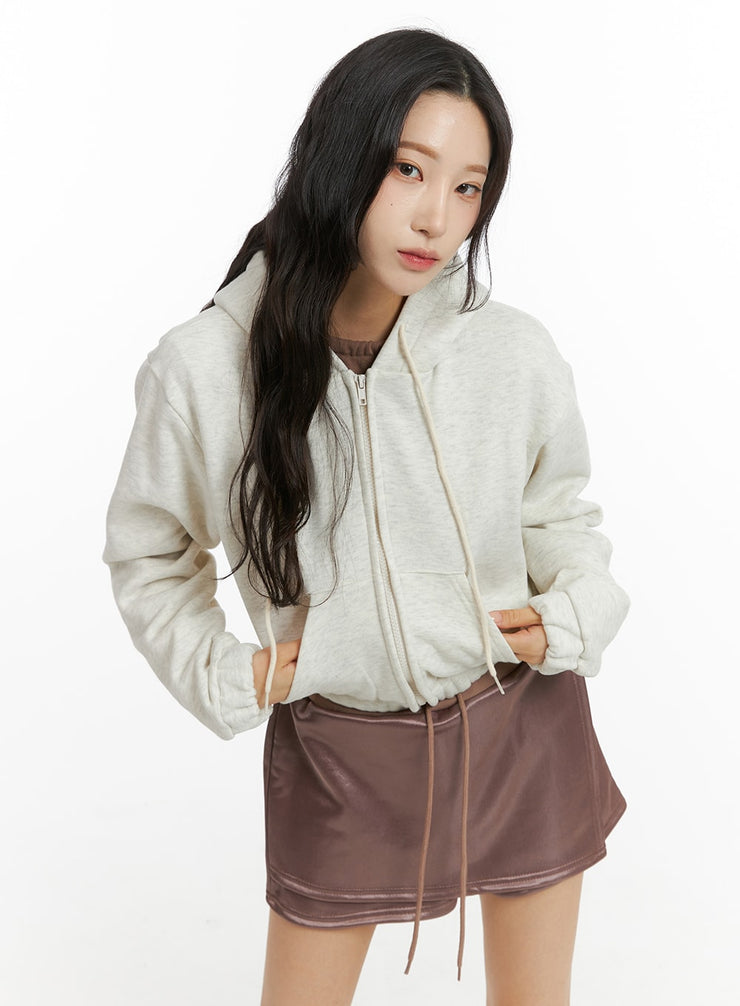 zip-up-crop-hoodie-jacket-cj409 / Light beige