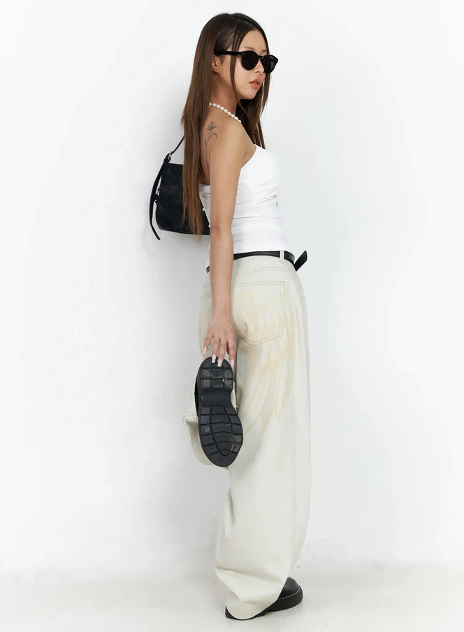 Juniper Wing Print Baggy Jeans IA527