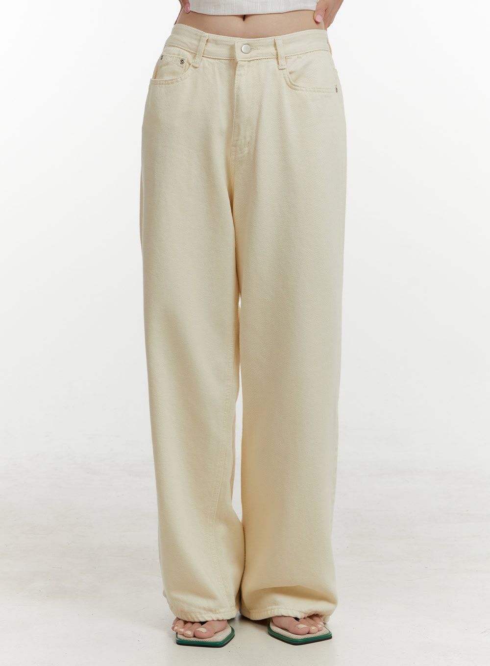 wide-leg-cotton-pants-oy409 / Light beige
