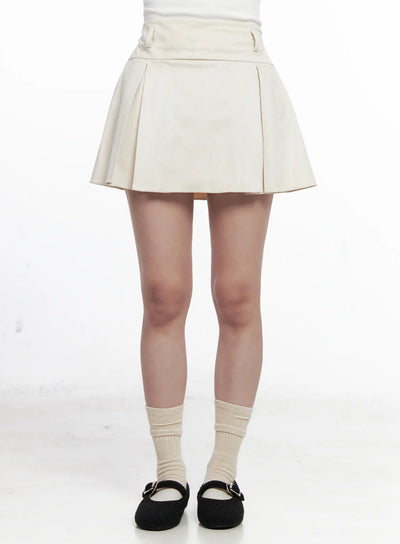 pleated-mini-skirt-co524 / Light beige