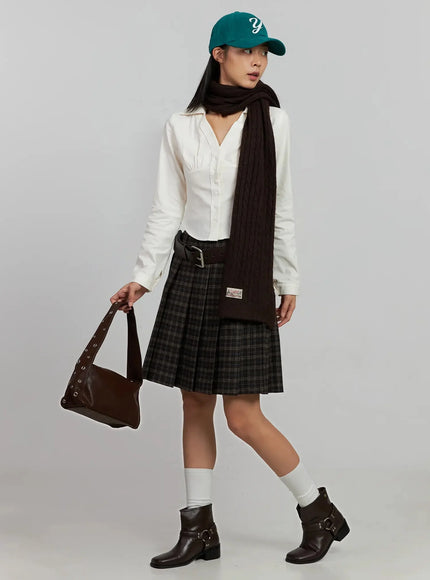 corduroy-pintuck-blouse-ij502 / Light beige