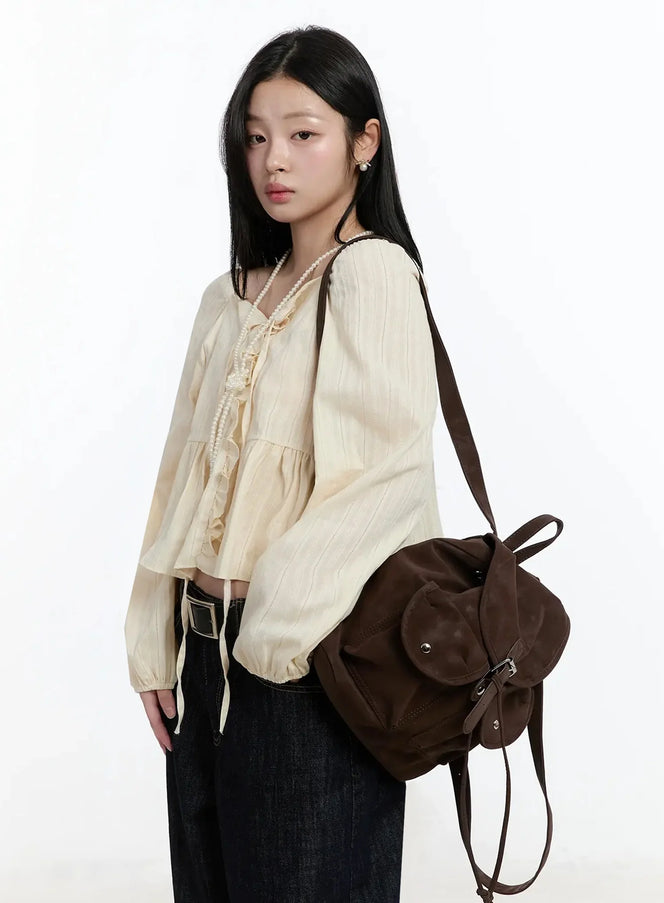 romantic-frill-lace-blouse-im513 / Light beige