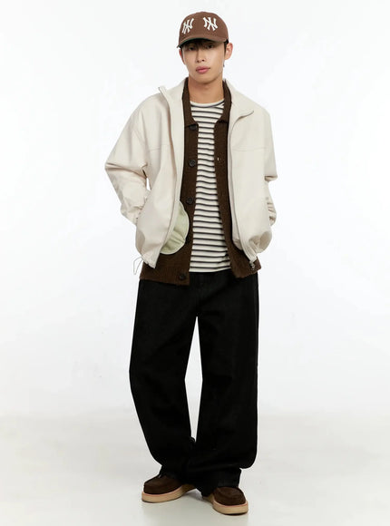 mens-textured-pu-jacket-in506 / Light beige