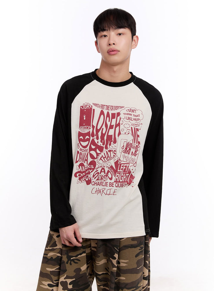 Men's Raglan Graphic Cotton Long Sleeve Tee IM512