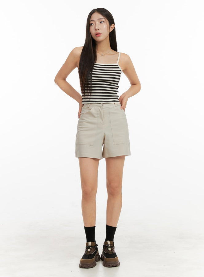 solid-loose-fit-shorts-oa429 / Light beige