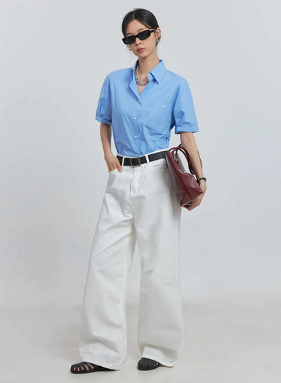 roll-up-short-sleeve-collared-shirt-iu512 / Light blue