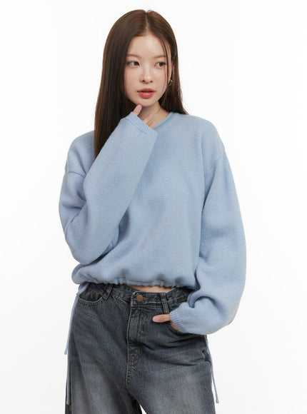 round-neck-loose-sweater-od417 / Light blue
