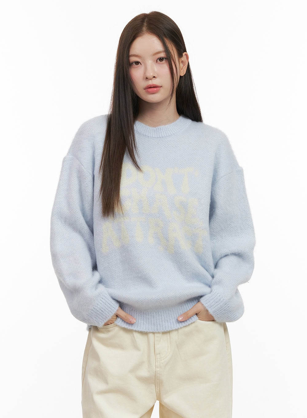 loose-fit-graphic-lettering-sweater-od412 / Light blue