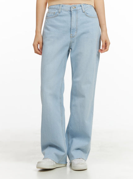 cotton-washed-loose-fit-straight-jeans-oy421 / Light blue
