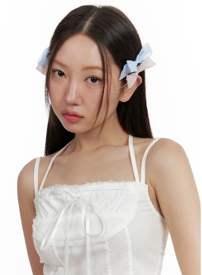 ribbon-hair-pin-ol401 / Light blue