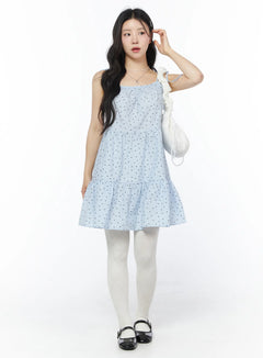 polka-dot-tiered-mini-dress-cy522 / Light blue