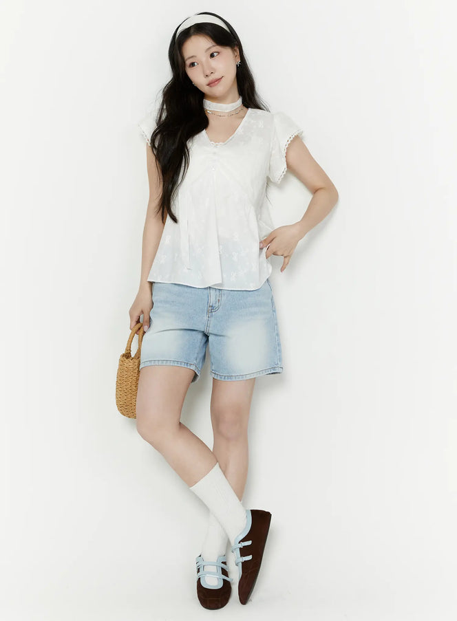 denim-mom-shorts-iy511 / Light blue