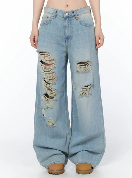 renata-distressed-wide-leg-jeans-cy508 / Light blue