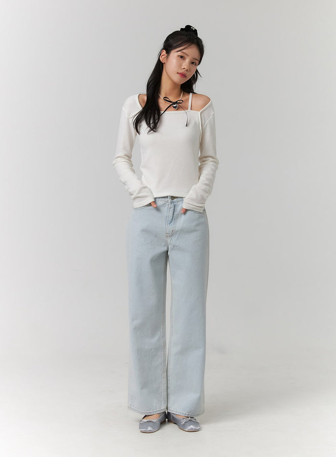 light-washed-straight-leg-jeans-oj422 / Light blue