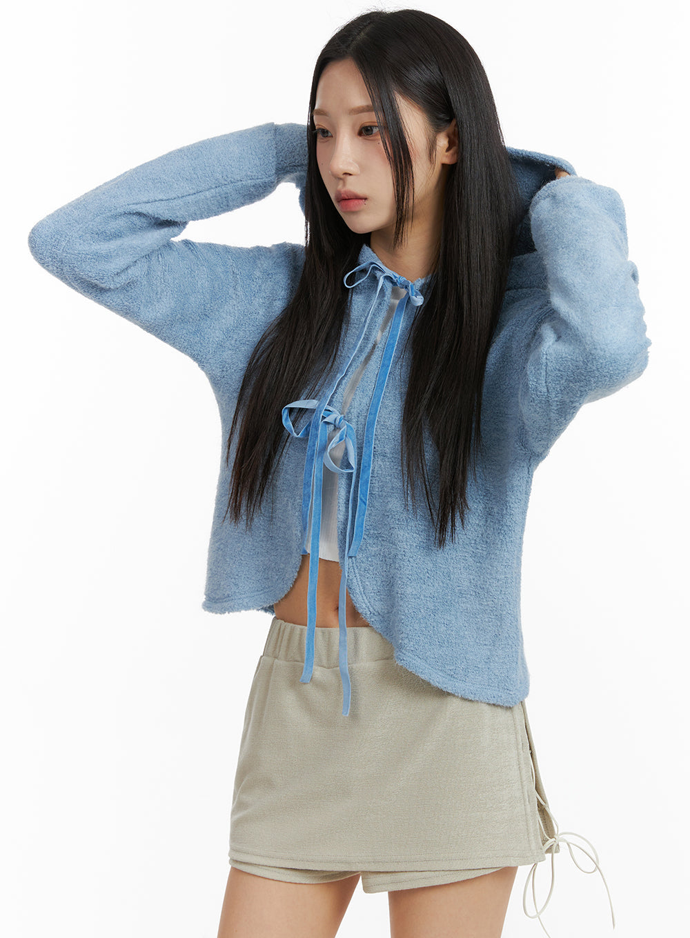 ribbon-terry-cardigan-cj408 / Light blue
