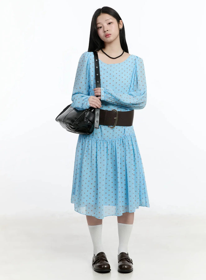 polka-dot-chiffon-dress-im513 / Light blue